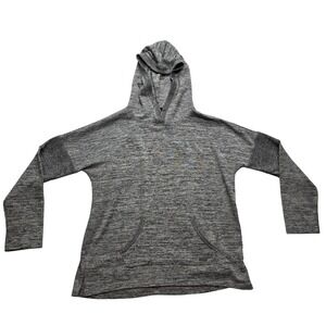 Macys New York MNY Hooded Pullover Tunic Sweater Gray Marled Cozy Womens M